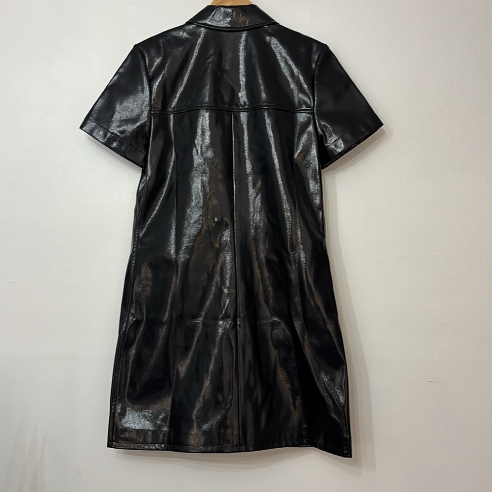 J. Crew Collection gamine shirtdress in faux patent leather sheath shift dress - Picture 7 of 7